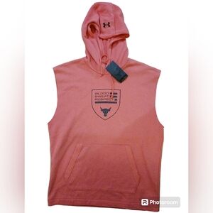NWT UNDER ARMOUR Sleeveless Hoodie.  Mens. Large, loose fit. Color: Melon/orange